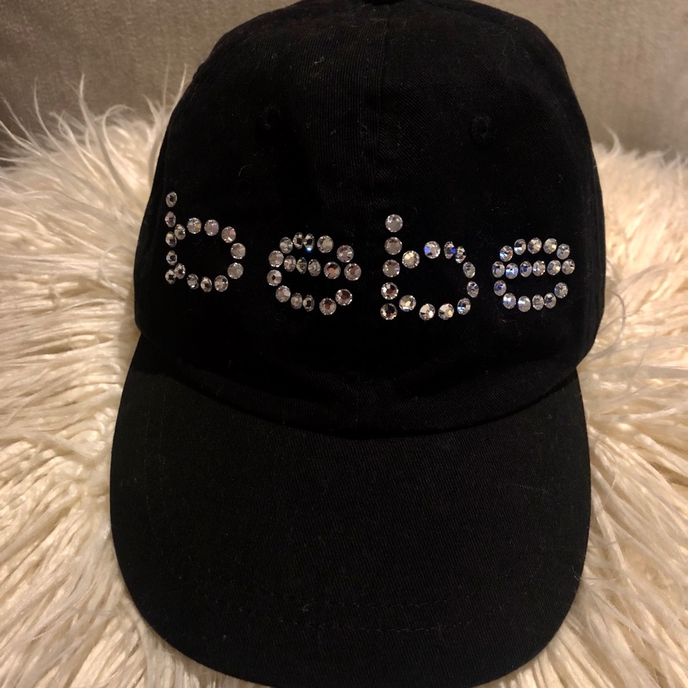Bebe hat - Black Rhinestone Bebe. Authentic.